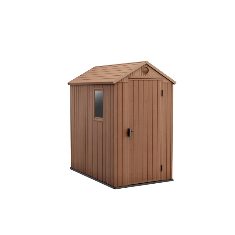 Keter Darwin 4x6 ft. Resin Outdoor Storage Shed With Floor for Patio Furniture and Tools, Brown