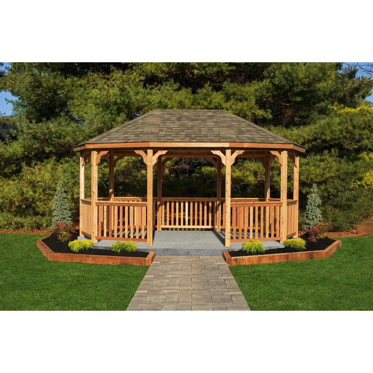 17.5 Ft. W x 12 FT. D Solid Wood Patio Gazebo