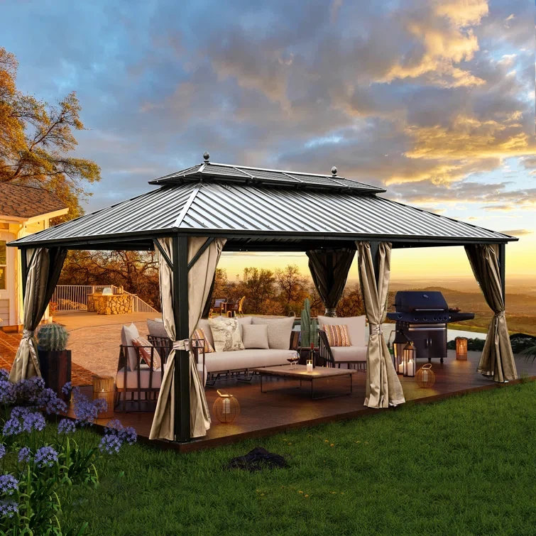 20 ft x 12 ft Aluminum Patio Gazebo Permanent Hardtop Gazebos