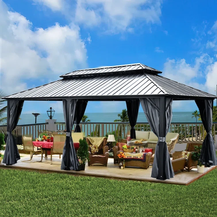 20 ft x 12 ft  Outdoor Metal Hardtop Patio Gazebo