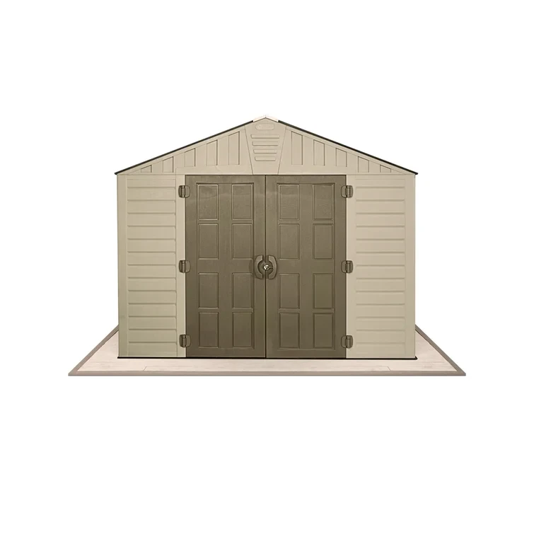 Keter Stronghold 10x8 ft. Resin Outdoor Storage Shed With Floor for Patio Furniture and Tools, Brown